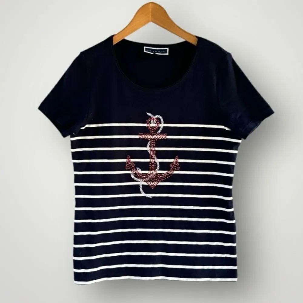 🎉5 for $45🎉 Karen Scott Top Blouse Shirt Women Size M Navy